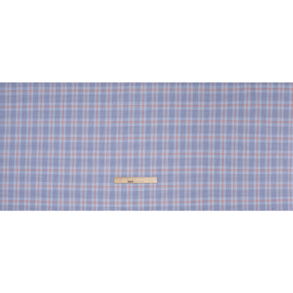 Soft Cotton Twill Shirting - Blue, Red and White Plaid - Deadstock Full