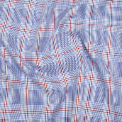 Soft Cotton Twill Shirting - Blue, Red and White Plaid - Deadstock
