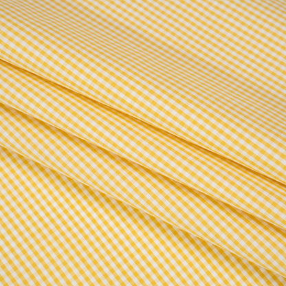 Cotton Gingham Shirting - Yellow and White Little Checks - Deadstock