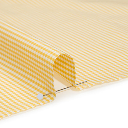 Cotton Gingham Shirting - Yellow and White Little Checks - Deadstock