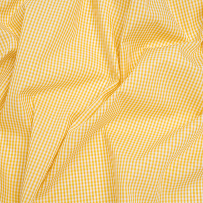 Cotton Gingham Shirting - Yellow and White Little Checks - Deadstock