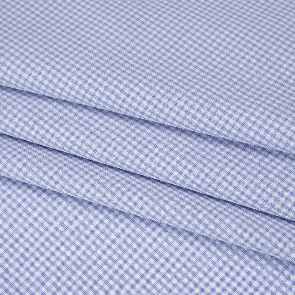 Cotton Shirting - Country Blue and White Checks - Deadstock