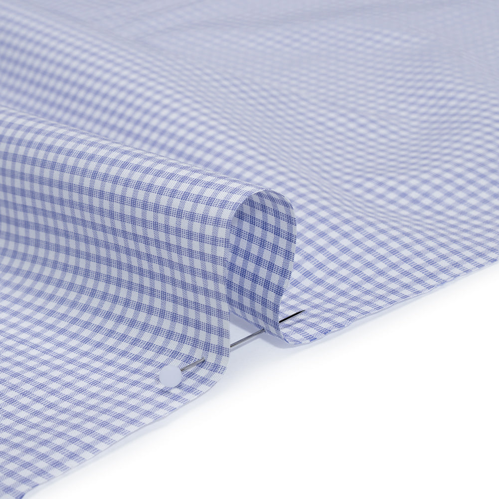 Cotton Shirting - Country Blue and White Checks - Deadstock