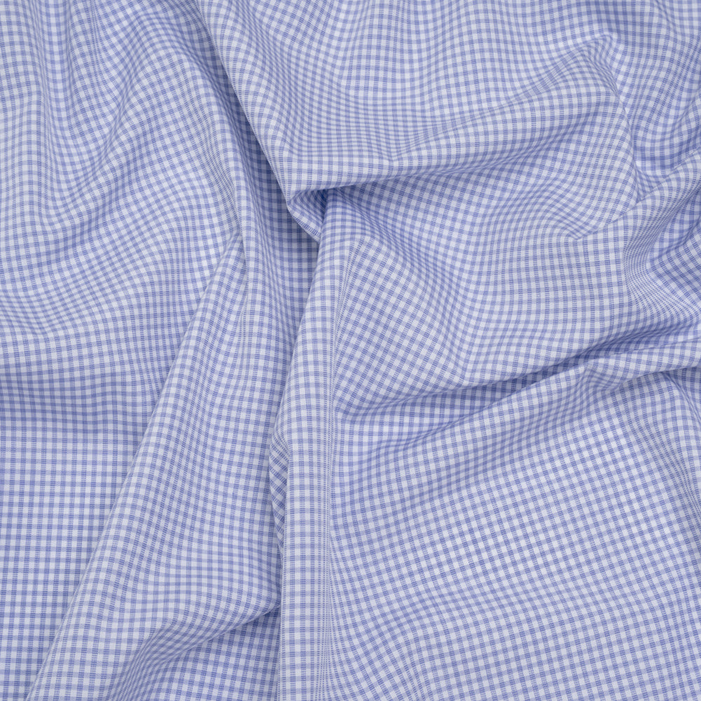Cotton Shirting - Country Blue and White Checks - Deadstock