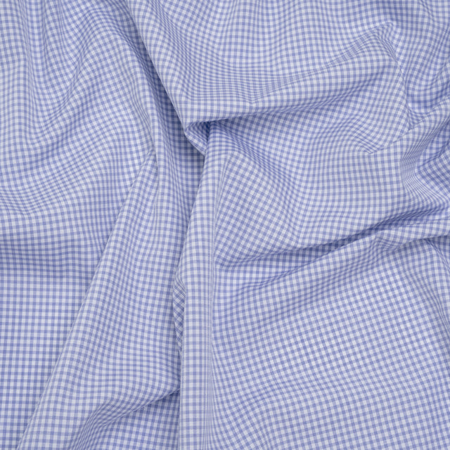 Cotton Shirting - Country Blue and White Checks - Deadstock