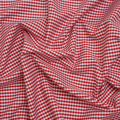 Cotton Oxford Shirting - Red and White Gingham Check - Deadstock