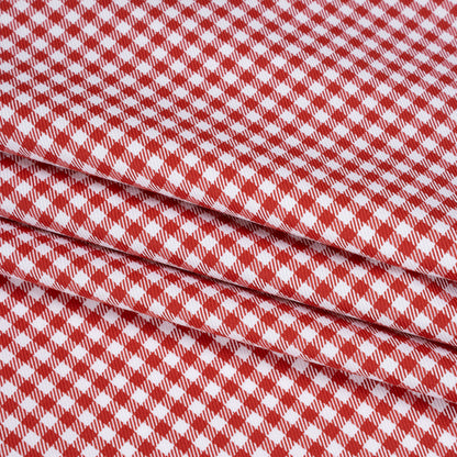 Cotton Twill Shirting - Red and White Gingham Check - Designer Deadstock