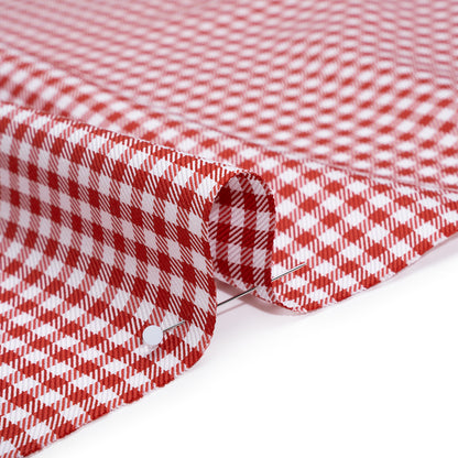 Cotton Twill Shirting - Red and White Gingham Check - Designer Deadstock