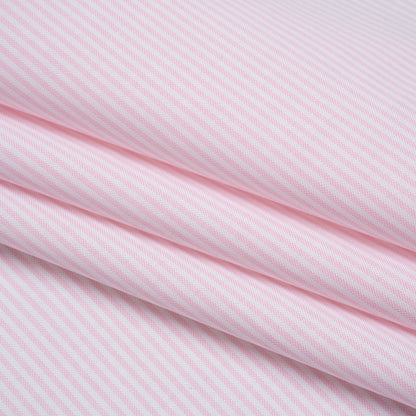 Cotton Shirting - Light Pink and White Candy Stripes - Designer Deadstock Folded