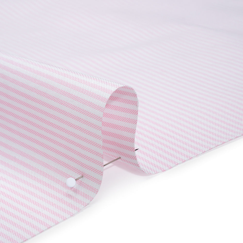 Cotton Shirting - Light Pink and White Candy Stripes - Designer Deadstock Detail