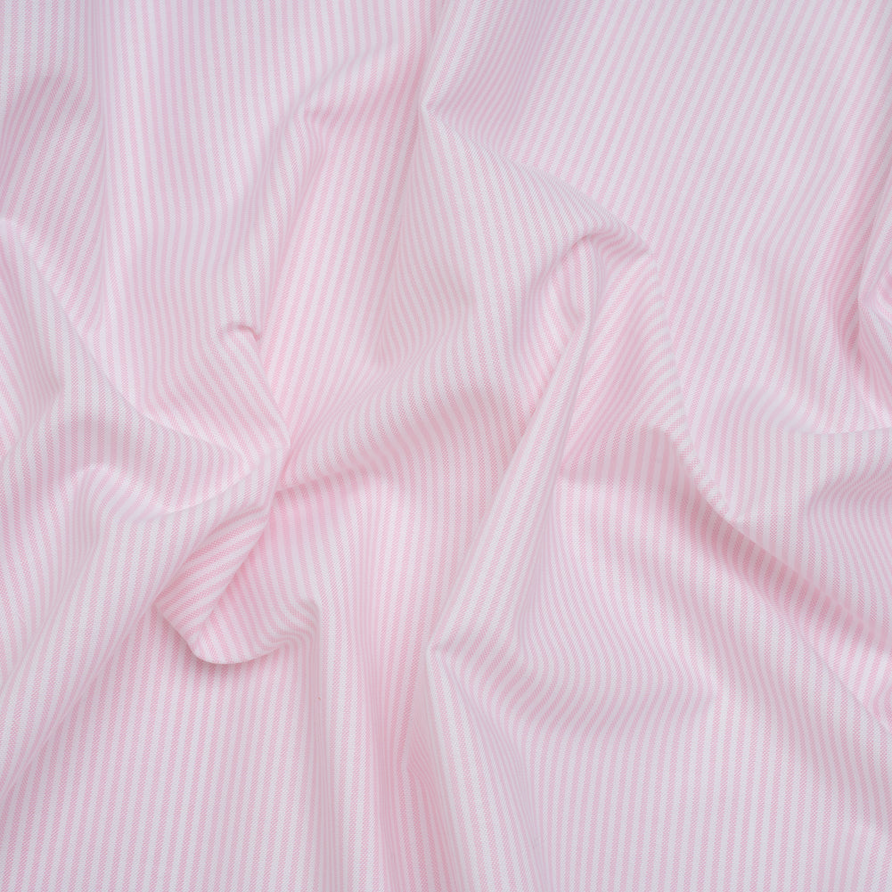 Cotton Shirting - Light Pink and White Candy Stripes - Designer Deadstock
