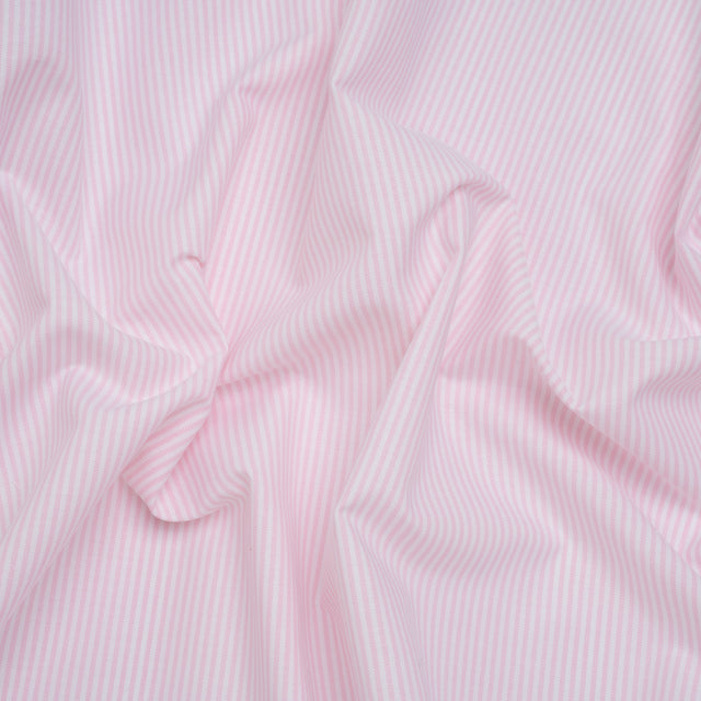 Cotton Shirting - Light Pink and White Candy Stripes - Designer Deadstock