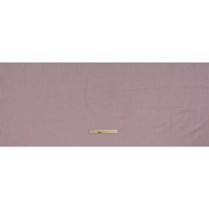 Cotton Oxford Shirting - Dark Red and White Stripes - Designer Deadstock