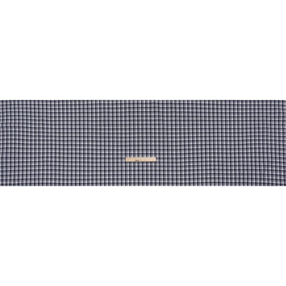 Cotton Shirting - Navy Blue and White Classic Plaid - Deadstock