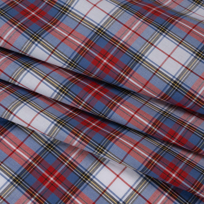 Cotton Shirting - Blue, Red and Yellow Classic Plaid - Designer Deadstock