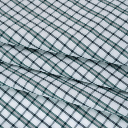Cotton Shirting - Black, Green and White Shadow Plaid - Deadstock