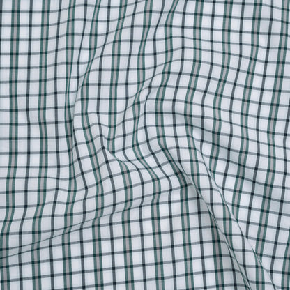 Cotton Shirting - Black, Green and White Shadow Plaid - Deadstock