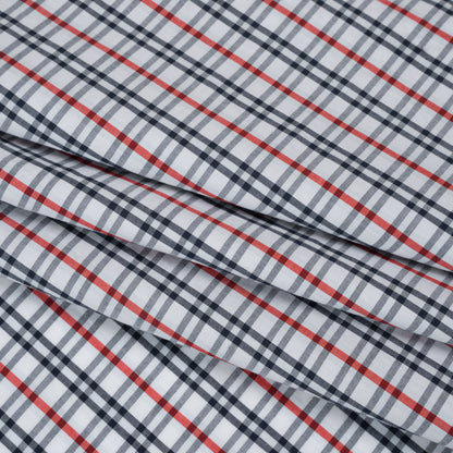 Cotton Shirting - Midnight Navy, Red and White Plaid - Deadstock
