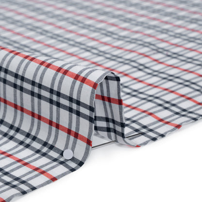 Cotton Shirting - Midnight Navy, Red and White Plaid - Deadstock