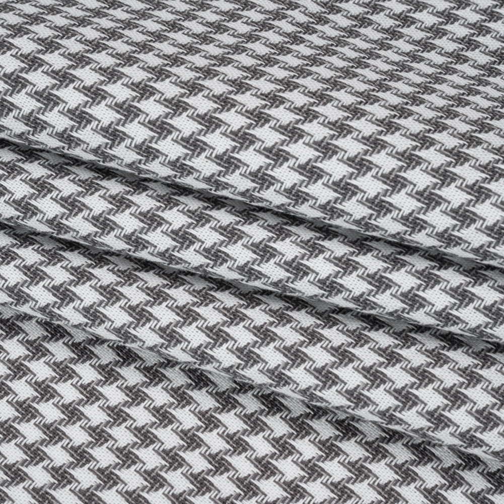 Cotton Twill - Charcoal, Light Gray and White Houndstooth - Deadstock - Folded