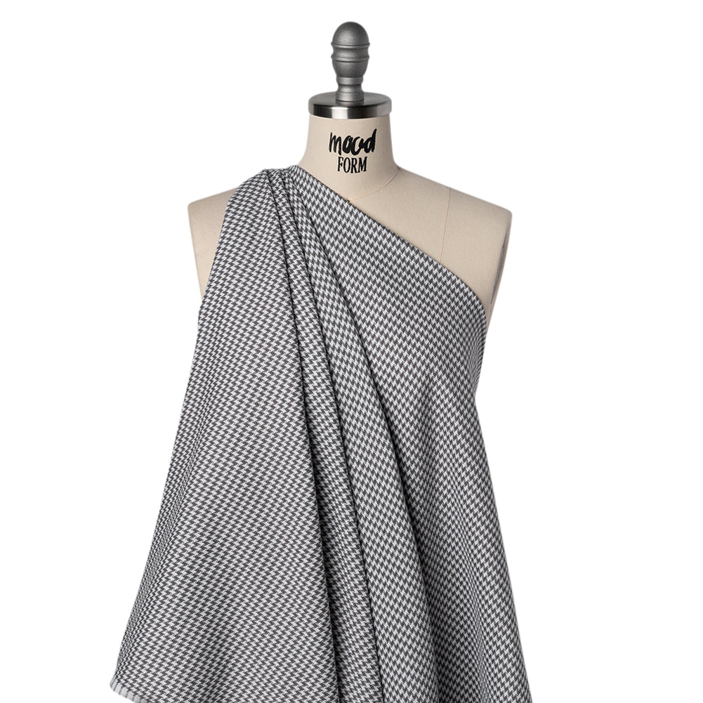 Cotton Twill - Charcoal, Light Gray and White Houndstooth - Deadstock - Drape
