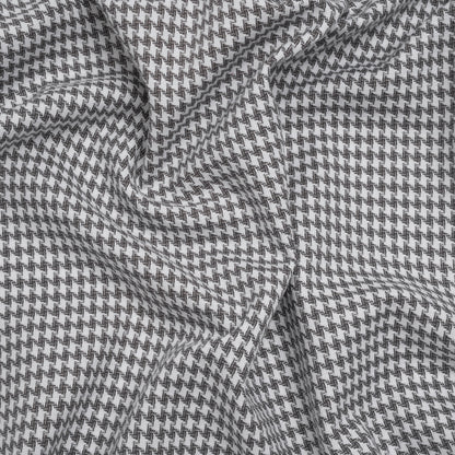 Cotton Twill - Charcoal, Light Gray and White Houndstooth - Deadstock
