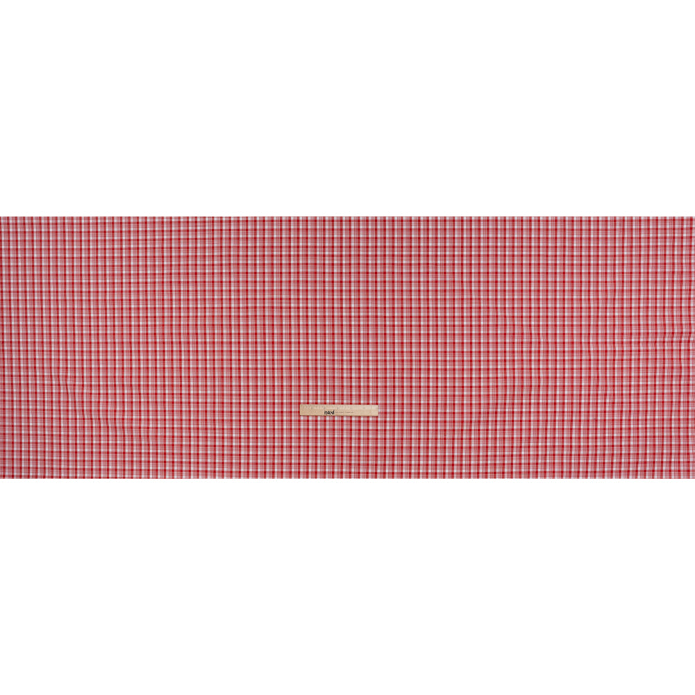 Cotton Shirting - Scarlet Red and White Classic Plaid - Deadstock