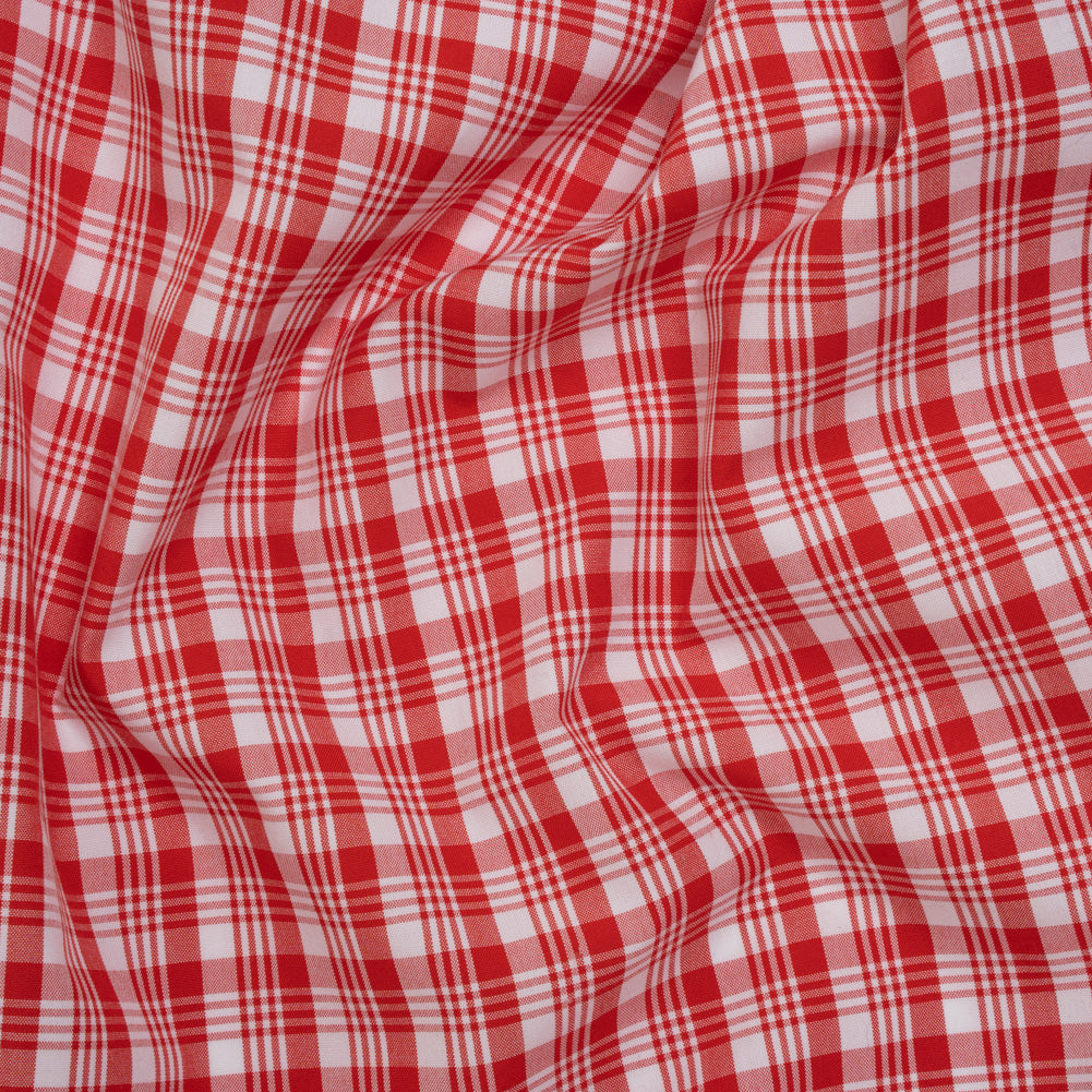 Cotton Shirting - Scarlet Red and White Classic Plaid - Deadstock