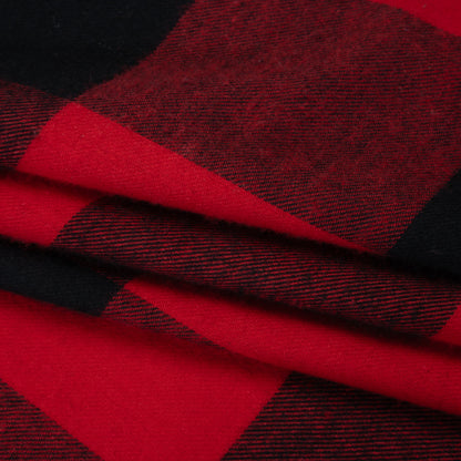 Lightweight Cotton Flannel - Red and Black Big Buffalo Check - Deadstock