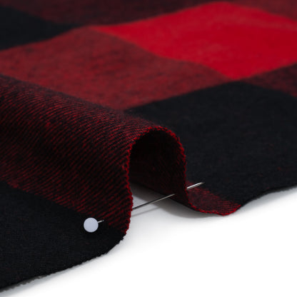 Lightweight Cotton Flannel - Red and Black Big Buffalo Check - Deadstock