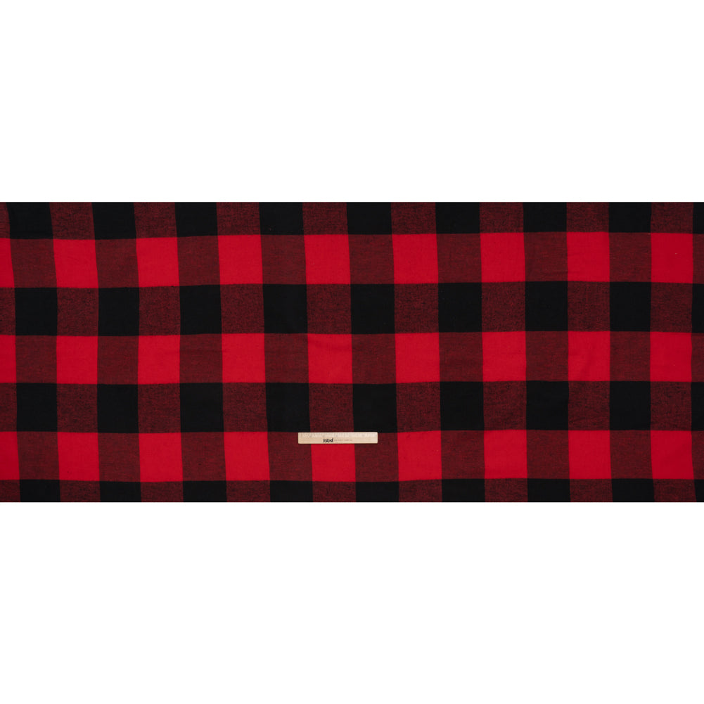 Lightweight Cotton Flannel - Red and Black Big Buffalo Check - Deadstock