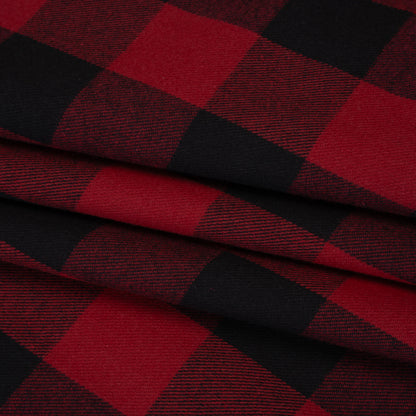 Brushed Cotton Twill - Red and Black Buffalo Check - Deadstock
