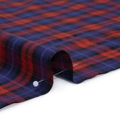 Brushed Cotton Twill Shirting - Red, Electric Blue and Black Plaid - Designer Deadstock