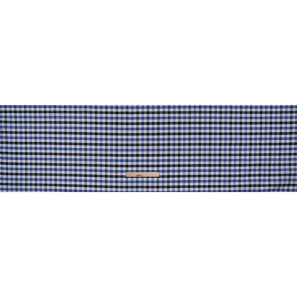Cotton Oxford Shirting - Bright Blue, Midnight Navy and White Big Tattersall Check - Deadstock