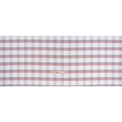 Cotton Oxford Shirting - Navy, Red, and Pale Gray Plaid - Deadstock Full