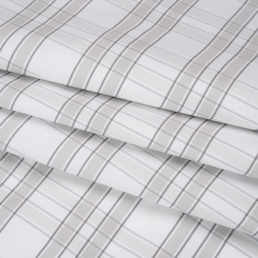 Cotton Oxford Shirting - Gray and White Plaid Check - Deadstock
