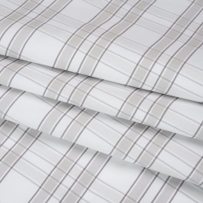 Cotton Oxford Shirting - Gray and White Plaid Check - Deadstock