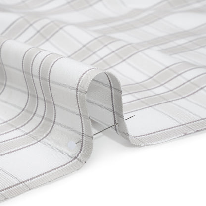 Cotton Oxford Shirting - Gray and White Plaid Check - Deadstock