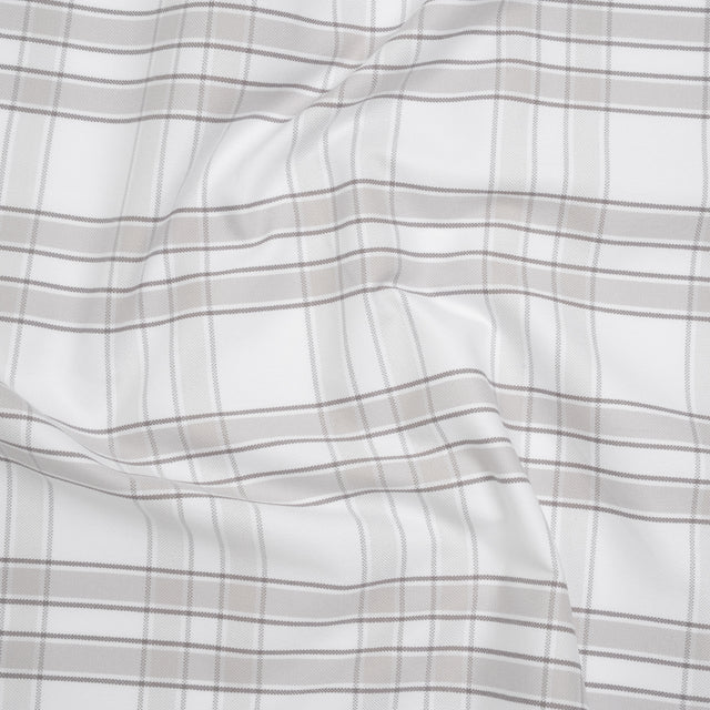Cotton Oxford Shirting - Gray and White Plaid Check - Deadstock