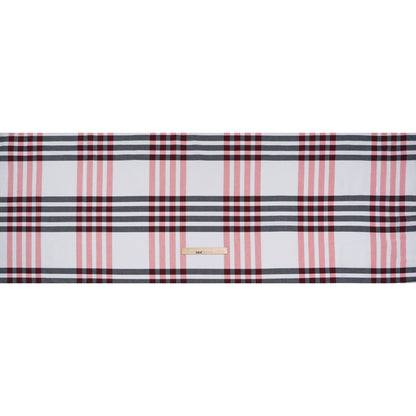 Cotton Oxford Shirting - Midnight Navy, Red and White Oversized Plaid - Deadstock