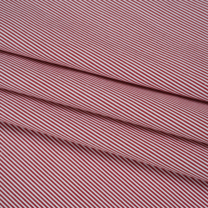 Cotton Oxford Shirting - Red and White Stripes - Deadstock Folded