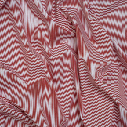 Cotton Oxford Shirting - Red and White Stripes - Deadstock