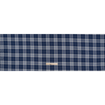 Lightweight Cotton Flannel Twill - Dark Blue, Pale Gray and White Plaid - Deadstock Full