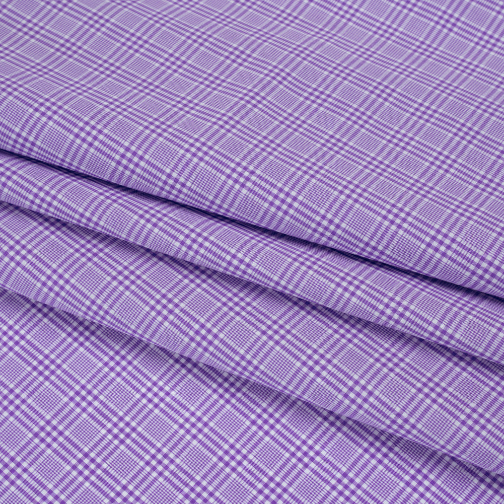 Cotton Shirting - Purple and White Plaid - Deadstock Folded