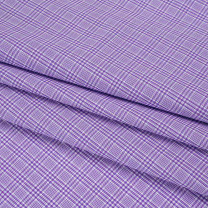 Cotton Shirting - Purple and White Plaid - Deadstock Folded