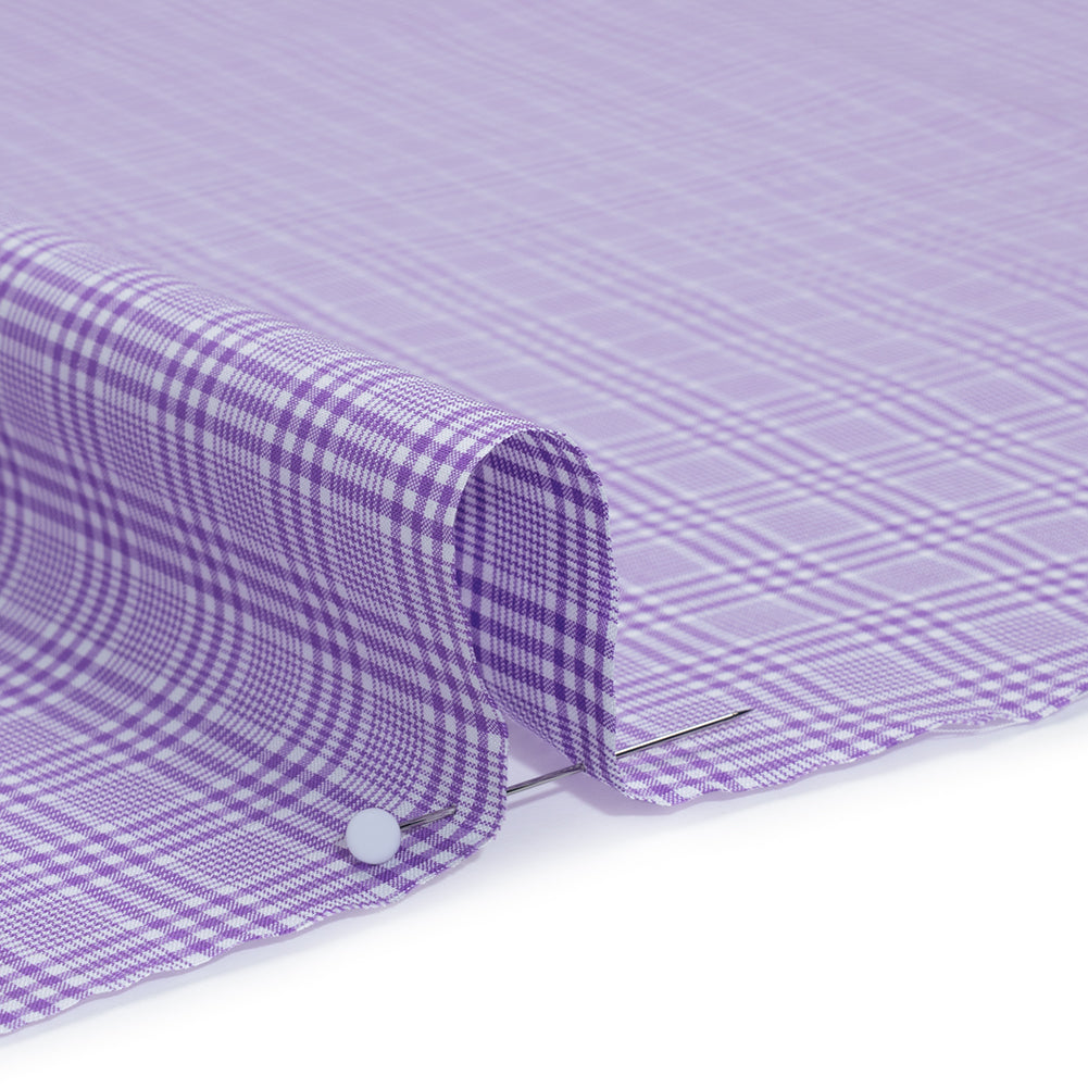 Cotton Shirting - Purple and White Plaid - Deadstock Detail