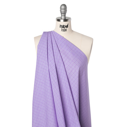 Cotton Shirting - Purple and White Plaid - Deadstock Drape