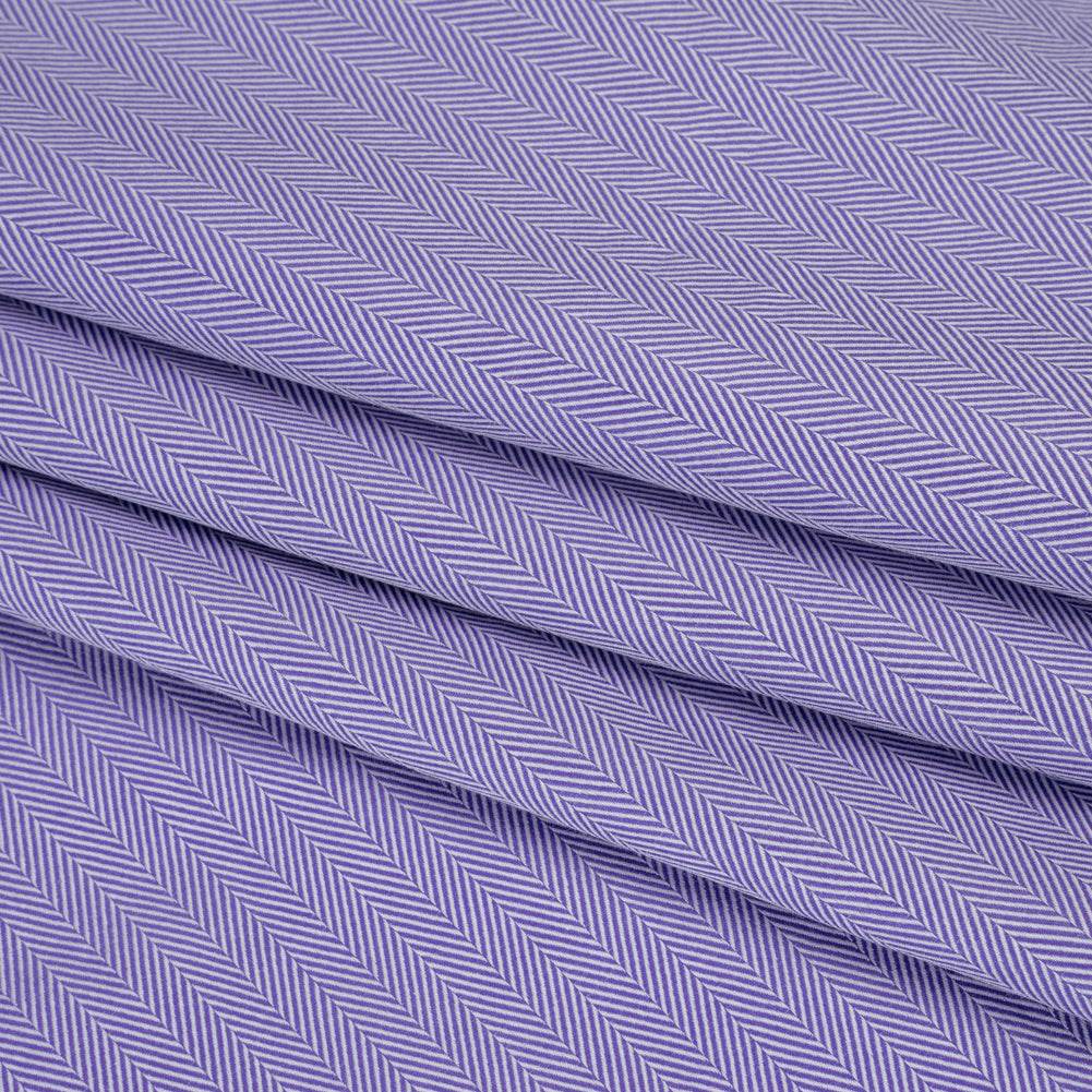 Cotton Twill Shirting - Very Peri and White Herringbone - Deadstock - Folded