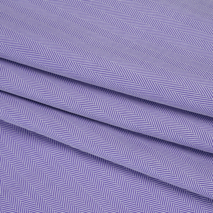 Cotton Twill Shirting - Very Peri and White Herringbone - Deadstock
