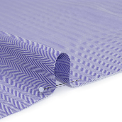 Cotton Twill Shirting - Very Peri and White Herringbone - Deadstock